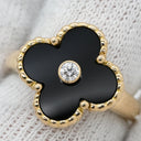 ヴァンクリーフアーペル Van Cleef & Arpels ヴィンテージ アルハンブラ VCARA41000 ブラックXイエローゴールド K18YG ダイヤモンド オニキス #50(JP10) リング 指輪 1Pダイヤ オニキス 9.5号