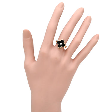 ヴァンクリーフアーペル Van Cleef & Arpels ヴィンテージ アルハンブラ VCARA41000 ブラックXイエローゴールド K18YG ダイヤモンド オニキス #50(JP10) リング 指輪 1Pダイヤ オニキス 9.5号