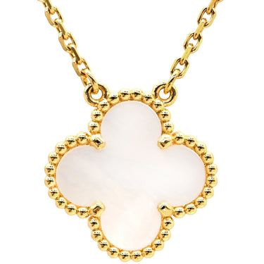 ヴァンクリーフアーペル Van Cleef & Arpels ヴィンテージ アルハンブラ ペンダント VCARA45900 パールホワイト×イエローゴールド K18YG マザーオブパール ネックレス 白 750 18K YG シェル
