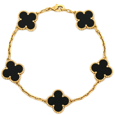 ヴァンクリーフアーペル Van Cleef & Arpels ヴィンテージ アルハンブラ VCARA41300 ブラック×イエローゴールド K18YG オニキス ブレスレット 5モチーフ YG 18K オニキス