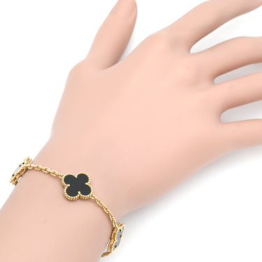 ヴァンクリーフアーペル Van Cleef & Arpels ヴィンテージ アルハンブラ VCARA41300 ブラック×イエローゴールド K18YG オニキス ブレスレット 5モチーフ YG 18K オニキス