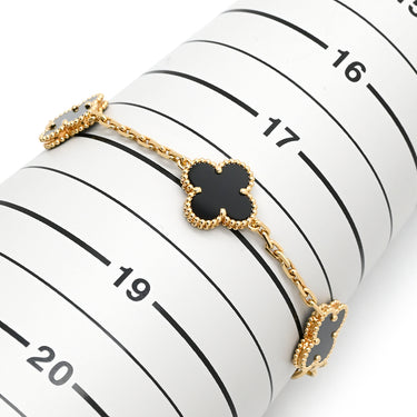 ヴァンクリーフアーペル Van Cleef & Arpels ヴィンテージ アルハンブラ VCARA41300 ブラック×イエローゴールド K18YG オニキス ブレスレット 5モチーフ YG 18K オニキス