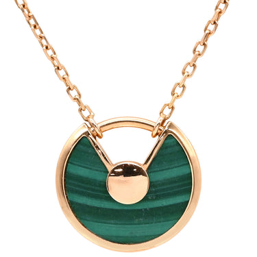カルティエ Cartier アミュレット ドゥ カルティエ XS B7224550 グリーン×ピンクゴールド K18PG ダイヤモンド マラカイト ネックレス 750 18K 18金 ダイヤ マラカイト 緑 マット