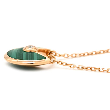 カルティエ Cartier アミュレット ドゥ カルティエ XS B7224550 グリーン×ピンクゴールド K18PG ダイヤモンド マラカイト ネックレス 750 18K 18金 ダイヤ マラカイト 緑 マット