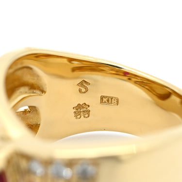 翁淳 Jun Okina ルビー ダイヤモンド レッド×イエローゴールド K18YG ルビー ダイヤモンド リング 指輪 Au750 18K パヴェ マーキス ボリューム 幅広 デザイナーズ 12号