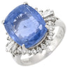 ノンブランド NON BRAND ブルーサファイア 10.27ct ダイヤ ブルー×プラチナシルバー Pt900 サファイア ダイヤモンド リング 指輪 大粒 青 PT900 非加熱 クッションシェイプ ブリリアントカット スリランカ産 10号