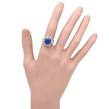 ノンブランド NON BRAND ブルーサファイア 10.27ct ダイヤ ブルー×プラチナシルバー Pt900 サファイア ダイヤモンド リング 指輪 大粒 青 PT900 非加熱 クッションシェイプ ブリリアントカット スリランカ産 10号