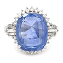 ノンブランド NON BRAND ブルーサファイア 10.27ct ダイヤ ブルー×プラチナシルバー Pt900 サファイア ダイヤモンド リング 指輪 大粒 青 PT900 非加熱 クッションシェイプ ブリリアントカット スリランカ産 10号