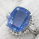 ノンブランド NON BRAND ブルーサファイア 10.27ct ダイヤ ブルー×プラチナシルバー Pt900 サファイア ダイヤモンド リング 指輪 大粒 青 PT900 非加熱 クッションシェイプ ブリリアントカット スリランカ産 10号