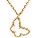 ヴァンクリーフアーペル Van Cleef & Arpels スウィート パピヨン ペンダント VCARF69300 パールホワイト×イエローゴールド K18YG マザーオブパール ネックレス 白 VCA 750 YG 18K シェル