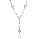 ミキモト MIKIMOTO パール ダイヤモンド パールホワイト×ピンク×ホワイトゴールド K18WG パール ダイヤモンド ネックレス MIKIMOTO 真珠 Au750 WG Y字デザイン ステーション