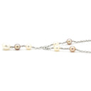 ミキモト MIKIMOTO パール ダイヤモンド パールホワイト×ピンク×ホワイトゴールド K18WG パール ダイヤモンド ネックレス MIKIMOTO 真珠 Au750 WG Y字デザイン ステーション