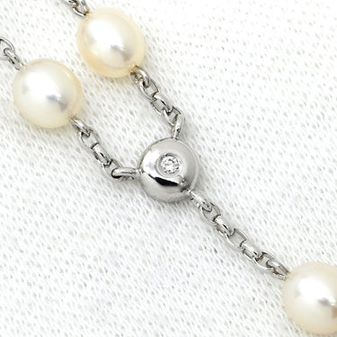 ミキモト MIKIMOTO パール ダイヤモンド パールホワイト×ピンク×ホワイトゴールド K18WG パール ダイヤモンド ネックレス MIKIMOTO 真珠 Au750 WG Y字デザイン ステーション