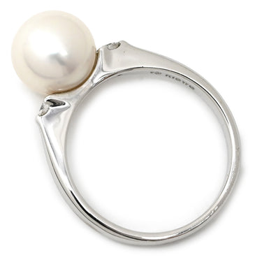 タサキ TASAKI パール 8.5mm ダイヤモンド パールホワイト×ホワイトゴールド K18WG パール ダイヤモンド リング 指輪 TASAKI 真珠 Au750 18K 18金 あこや アコヤ 11号