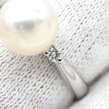 タサキ TASAKI パール 8.5mm ダイヤモンド パールホワイト×ホワイトゴールド K18WG パール ダイヤモンド リング 指輪 TASAKI 真珠 Au750 18K 18金 あこや アコヤ 11号
