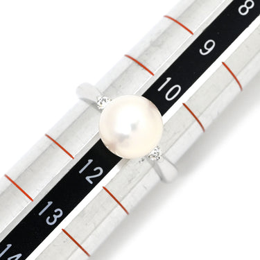 タサキ TASAKI パール 8.5mm ダイヤモンド パールホワイト×ホワイトゴールド K18WG パール ダイヤモンド リング 指輪 TASAKI 真珠 Au750 18K 18金 あこや アコヤ 11号