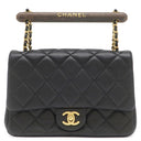 シャネル CHANEL ウッド ハンドル スモール フラップ AS4151 ブラック ラムスキン ショルダーバッグ ゴールド金具