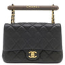 シャネル CHANEL ウッド ハンドル スモール フラップ AS4151 ブラック ラムスキン ショルダーバッグ ゴールド金具