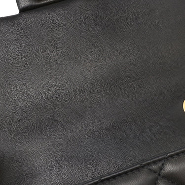 シャネル CHANEL ウッド ハンドル スモール フラップ AS4151 ブラック ラムスキン ショルダーバッグ ゴールド金具