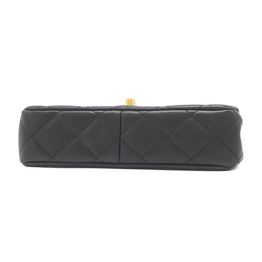 シャネル CHANEL ウッド ハンドル スモール フラップ AS4151 ブラック ラムスキン ショルダーバッグ ゴールド金具