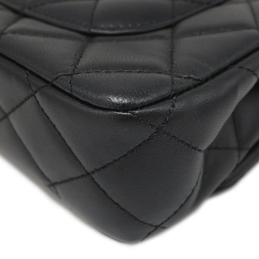 シャネル CHANEL ウッド ハンドル スモール フラップ AS4151 ブラック ラムスキン ショルダーバッグ ゴールド金具