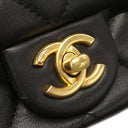 シャネル CHANEL ウッド ハンドル スモール フラップ AS4151 ブラック ラムスキン ショルダーバッグ ゴールド金具