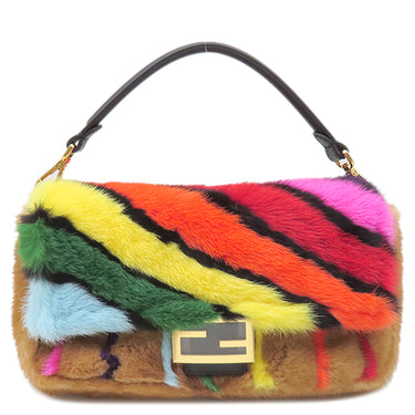 フェンディ FENDI ミンク バケット レインボー インレイ 8BR600AJP5F0TMN マルチカラー ミンク レザー 2WAYバッグ ゴールド金具 ショルダー