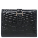 エルメス Hermes ベアンコンパクト ブラック アリゲーター 二つ折り財布 シルバー金具 黒 クロコ