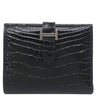 エルメス Hermes ベアンコンパクト ブラック アリゲーター 二つ折り財布 シルバー金具 黒 クロコ