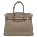 エルメス HERMES バーキン30 エトゥープ トリヨンクレマンス ハンドバッグ シルバー金具 グレージュ