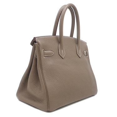 エルメス HERMES バーキン30 エトゥープ トリヨンクレマンス ハンドバッグ シルバー金具 グレージュ