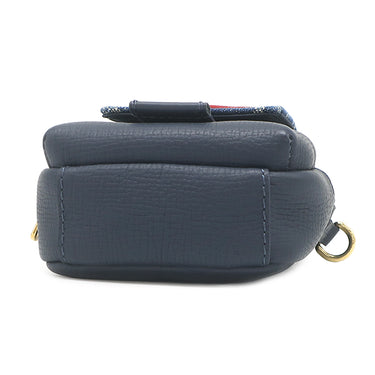 ルイヴィトン LOUIS VUITTON ダブル フォンポーチ M81060 ネイビー モノグラムデニム トリヨンレザー ショルダーバッグ ゴールド金具 NIGOコラボ LV スクエアード コレクション