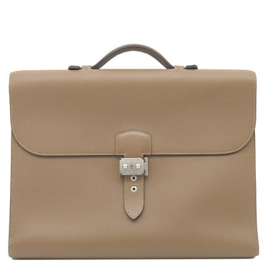 エルメス HERMES サックアデペッシュ ライト 1-37 タバックキャメル エバーカラー ビジネスバッグ シルバー金具 茶 書類ケース ヘアライン