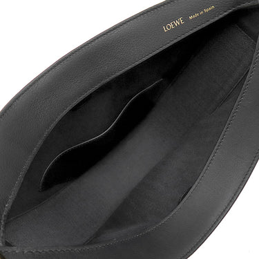 ロエベ LOEWE ルナ アナグラム バッグ A923PM1X02 ネイビー×ブラック カーフ ジャガード ショルダーバッグ ゴールド金具 紺 黒 肩掛け