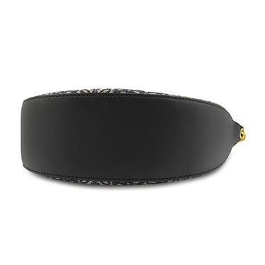 ロエベ LOEWE ルナ アナグラム バッグ A923PM1X02 ネイビー×ブラック カーフ ジャガード ショルダーバッグ ゴールド金具 紺 黒 肩掛け