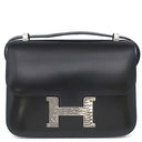 エルメス HERMES コンスタンス 24 ミロワール ブラック ボックスカーフ リザード ショルダーバッグ シルバー金具 黒 リザード H金具
