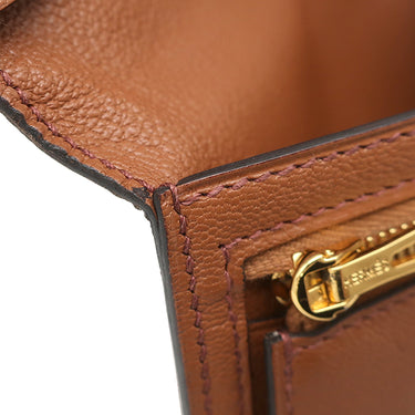 エルメス HERMES ベアンスフレ ゴールド オーストリッチ 長財布 ゴールド金具 茶 二つ折り