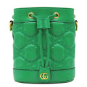 グッチ GUCCI GG マトラッセ バケット 728231 グリーン レザー ショルダーバッグ ゴールド金具 緑 巾着