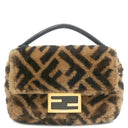 フェンディ FENDI ミニ バゲット 8BS017A ブラウン ファー レザー 2WAYバッグ ゴールド金具 ズッカ柄 チェーン ハンドバッグ ショルダー