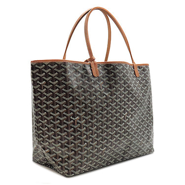 ゴヤール GOYARD サンルイGM ブラウン×ブラック PVCコーティングキャンバス ゴヤールディンキャンバス シュヴロッシュカーフスキン トートバッグ リバーシブル ヘリンボーン