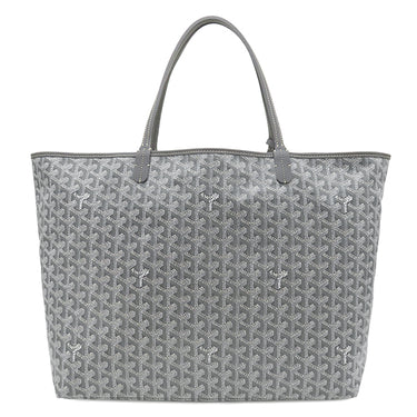 ゴヤール GOYARD サンルイGM グレー PVCコーティングキャンバス ゴヤールディンキャンバス シュヴロッシュカーフスキン トートバッグ シルバー金具 リバーシブル ヘリンボーン