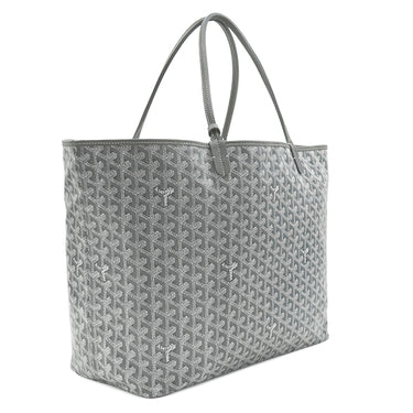 ゴヤール GOYARD サンルイGM グレー PVCコーティングキャンバス ゴヤールディンキャンバス シュヴロッシュカーフスキン トートバッグ シルバー金具 リバーシブル ヘリンボーン