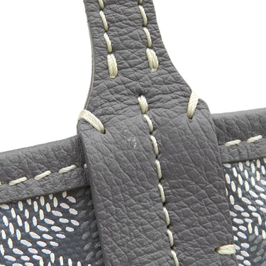 ゴヤール GOYARD サンルイGM グレー PVCコーティングキャンバス ゴヤールディンキャンバス シュヴロッシュカーフスキン トートバッグ シルバー金具 リバーシブル ヘリンボーン