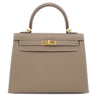 エルメス HERMES ケリー25 外縫い エトゥープ ヴォーエプソン 2WAYバッグ ゴールド金具 グレージュ ショルダー 2025年製
