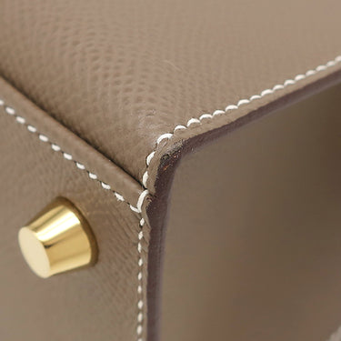 エルメス HERMES ケリー25 外縫い エトゥープ ヴォーエプソン 2WAYバッグ ゴールド金具 グレージュ ショルダー 2025年製