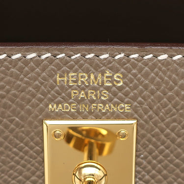 エルメス HERMES ケリー25 外縫い エトゥープ ヴォーエプソン 2WAYバッグ ゴールド金具 グレージュ ショルダー 2025年製