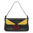 フェンディ FENDI モンスター バグズ バゲット BR600 41K ブラック×イエロー レザー 2WAYバッグ シルバー金具 ショルダー ミラー欠品