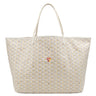 ゴヤール GOYARD サンルイ クレールヴォア GM ホワイト×イエロー PVCコーティングキャンバス ゴヤールディンキャンバス シュヴロッシュカーフスキン トートバッグ シルバー金具 ヘンリーボーン リバーシブル