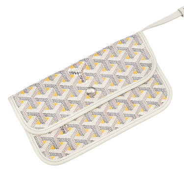 ゴヤール GOYARD サンルイ クレールヴォア GM ホワイト×イエロー PVCコーティングキャンバス ゴヤールディンキャンバス シュヴロッシュカーフスキン トートバッグ シルバー金具 ヘンリーボーン リバーシブル