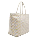 ゴヤール GOYARD サンルイ クレールヴォア GM ホワイト×イエロー PVCコーティングキャンバス ゴヤールディンキャンバス シュヴロッシュカーフスキン トートバッグ シルバー金具 ヘンリーボーン リバーシブル